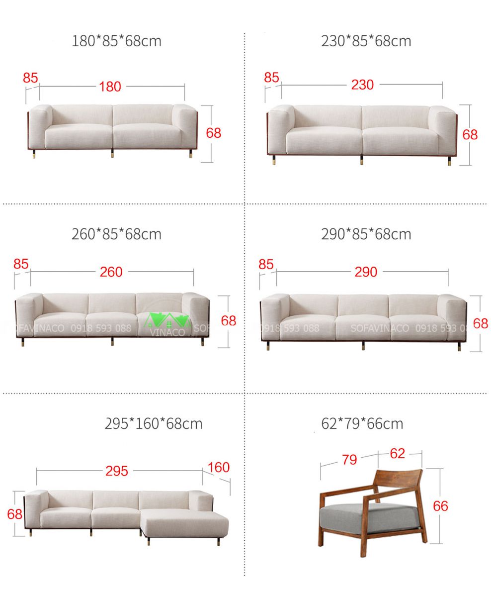 Kích thước của bộ ghế sofa gỗ đệm dày